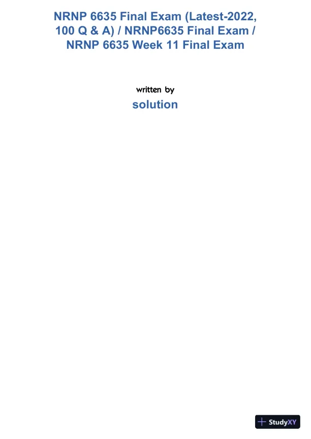 2022 NRNP6635 Walden University Psychopathology Final Exam Week 11 With Answers (261 Solved Questions) - Page 1 preview image