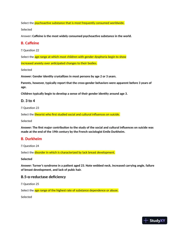 2022 NRNP6635 Walden University Psychopathology Final Exam Week 11 With Answers (261 Solved Questions) - Page 8 preview image