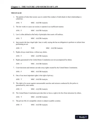 Business Law: Principles for Today's Commerical Environment: Principles Volume 3rd Edition Test Bank - Page 1 preview image