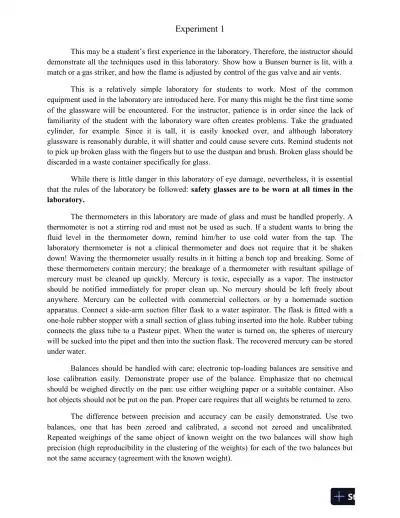 Solution Manual For Laboratory Experiments for Introduction to General, Organic and Biochemistry, 8th Edition - Page 1 preview image
