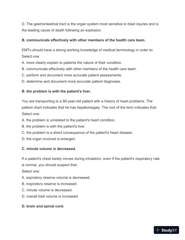 2024-2025 West Coast EMT Final Exam with Answers (258 Solved Questions) - Page 13 preview image