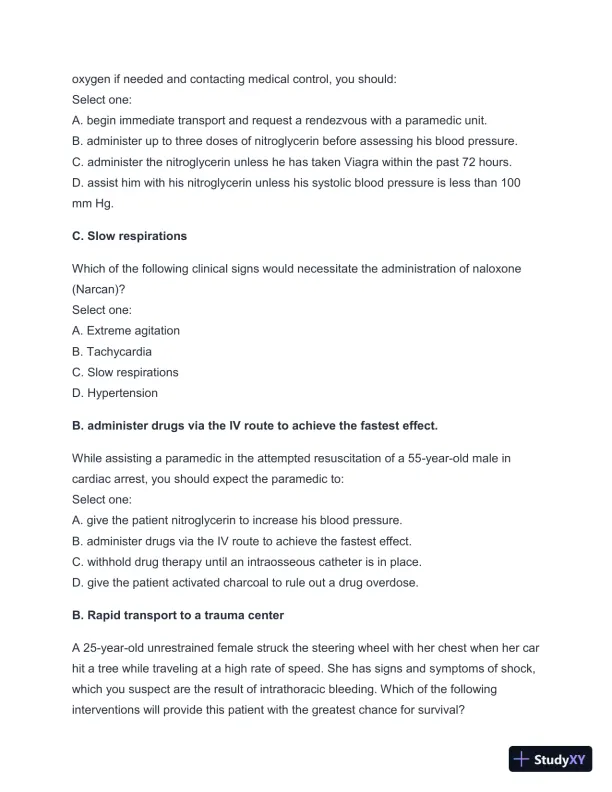 2024-2025 West Coast EMT Final Exam with Answers (258 Solved Questions) - Page 20 preview image