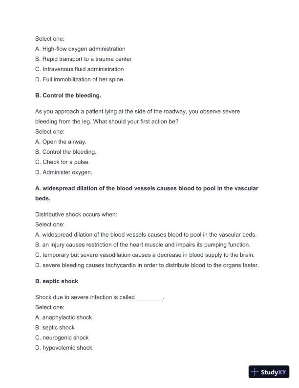 2024-2025 West Coast EMT Final Exam with Answers (258 Solved Questions) - Page 21 preview image