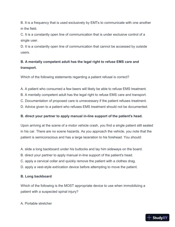 2024-2025 West Coast EMT Final Exam with Answers (258 Solved Questions) - Page 3 preview image