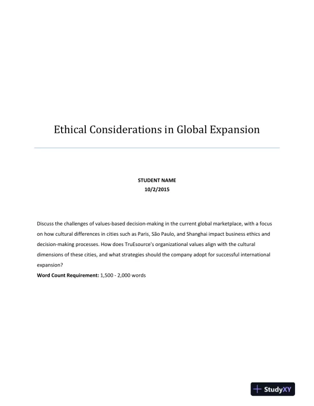 Ethical Considerations in Global Expansion - Page 1 preview image