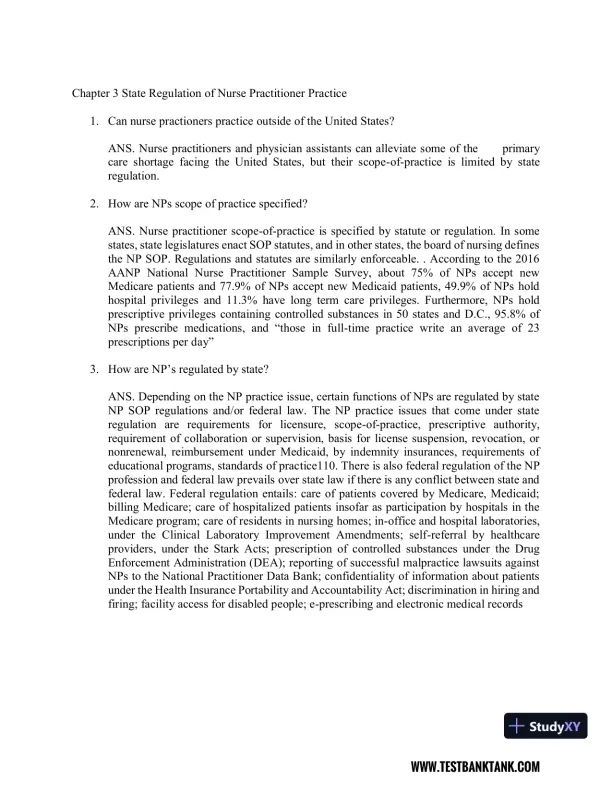 Nurse Practitioner's Business Practice and Legal Guide 6th Edition Test Bank - Page 6 preview image