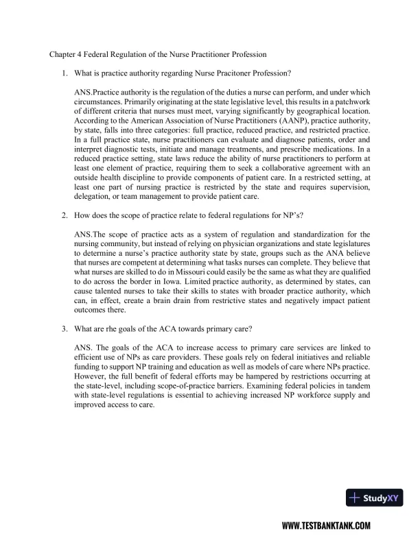 Nurse Practitioner's Business Practice and Legal Guide 6th Edition Test Bank - Page 7 preview image