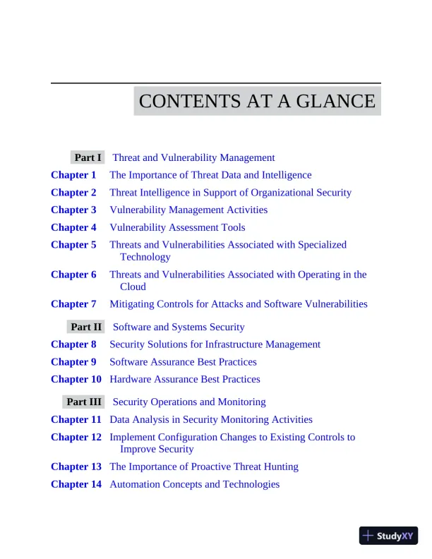 CompTIA CySA+ Cybersecurity Analyst Certification CS0-002 All-in-One Exam Guide (2021) - Page 12 preview image