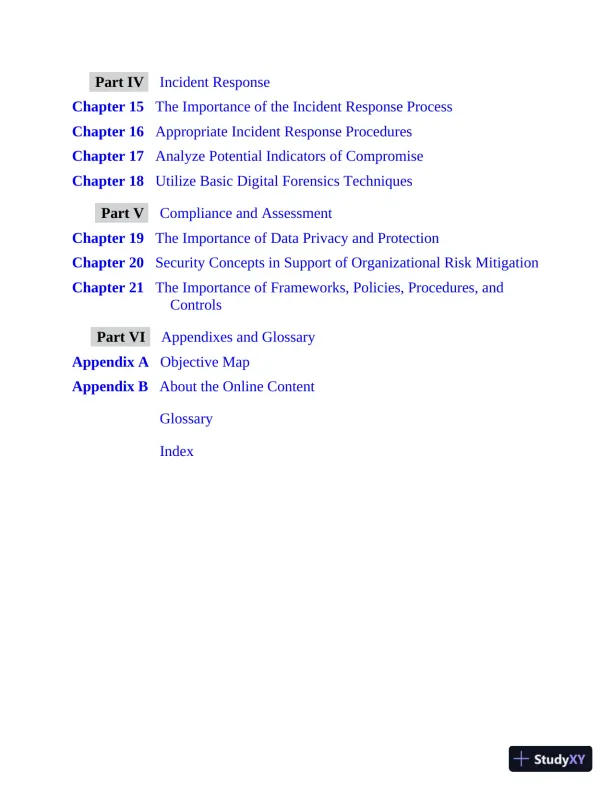 CompTIA CySA+ Cybersecurity Analyst Certification CS0-002 All-in-One Exam Guide (2021) - Page 13 preview image