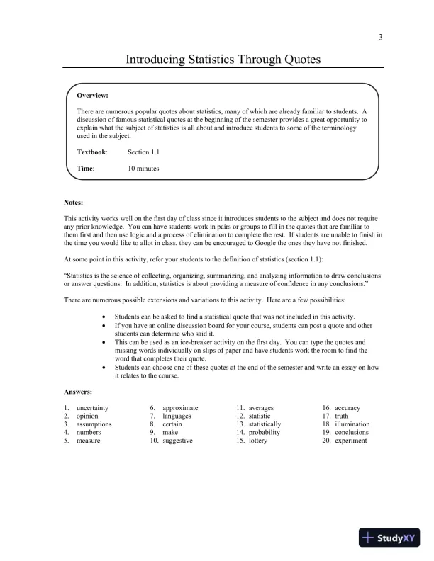 Solution Manual for Statistics: Informed Decisions Using Data, 6th Edition - Page 9 preview image