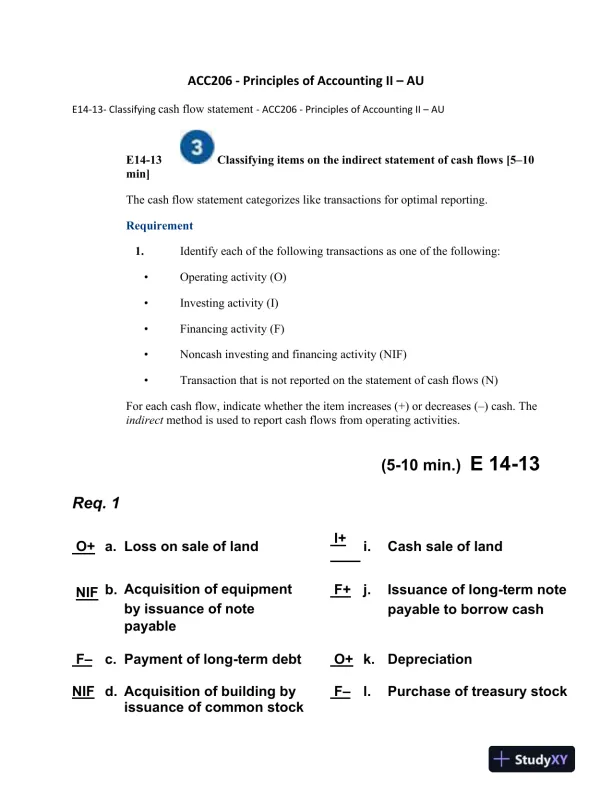 ACC206 - Principles of Accounting II � AU - Page 1 preview image