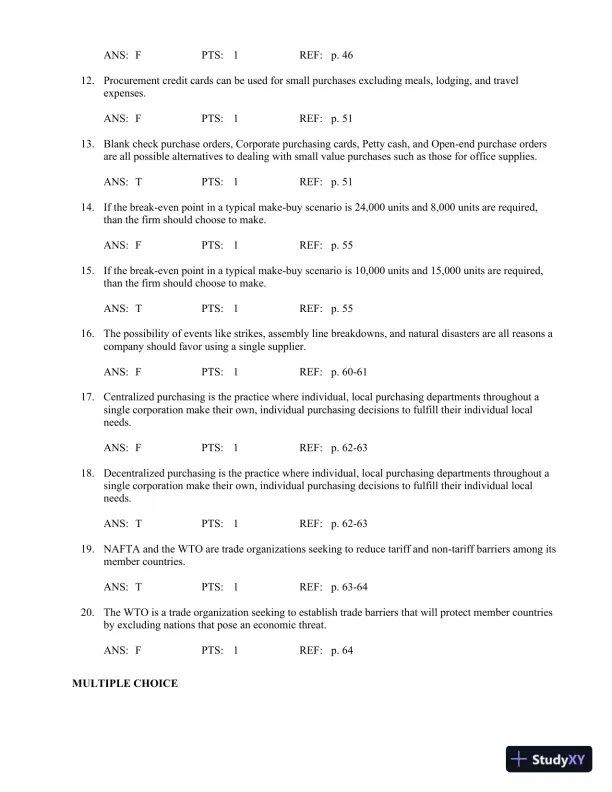 Test Bank For Principles Of Supply Chain Management: A Balanced Approach, 3rd Edition - Page 14 preview image