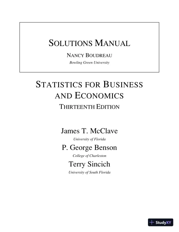 Statistics for Business and Economics , 13th Edition Solution Manual - Page 1 preview image