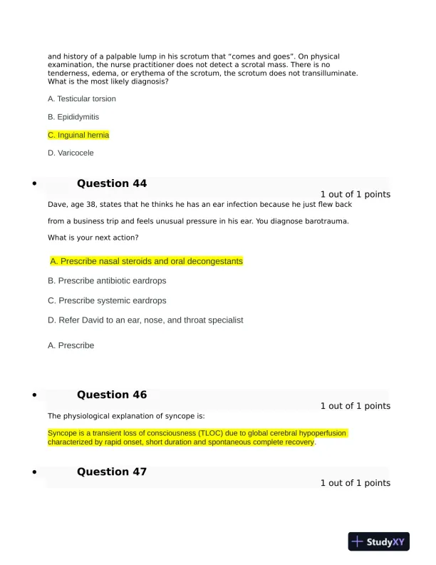 Clinical Analysis Final Exam With Answers (143 Solved Questions) - Page 10 preview image