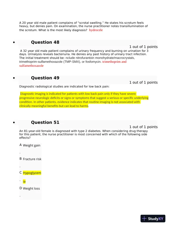 Clinical Analysis Final Exam With Answers (143 Solved Questions) - Page 11 preview image