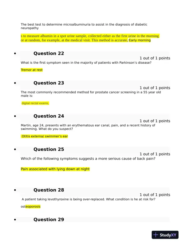 Clinical Analysis Final Exam With Answers (143 Solved Questions) - Page 6 preview image