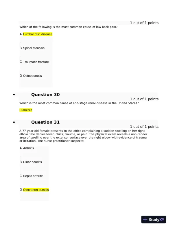 Clinical Analysis Final Exam With Answers (143 Solved Questions) - Page 7 preview image