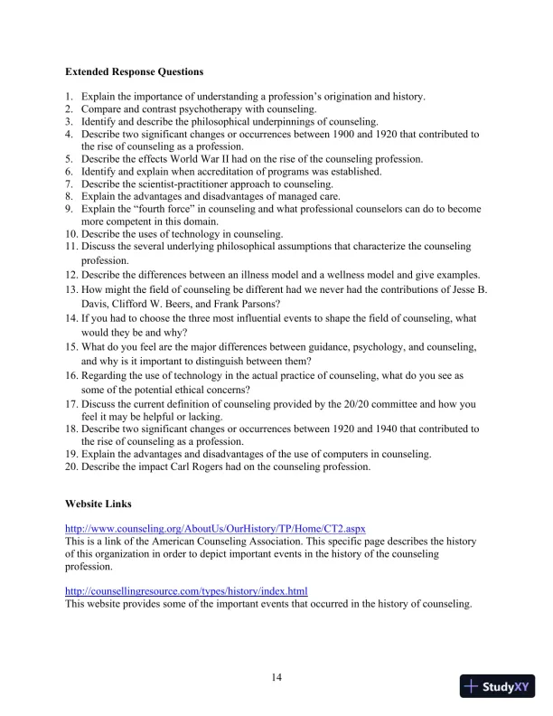 Solution Manual for Orientation to the Counseling Profession: Advocacy, Ethics, and Essential Professional Foundations, 3rd Edition - Page 14 preview image