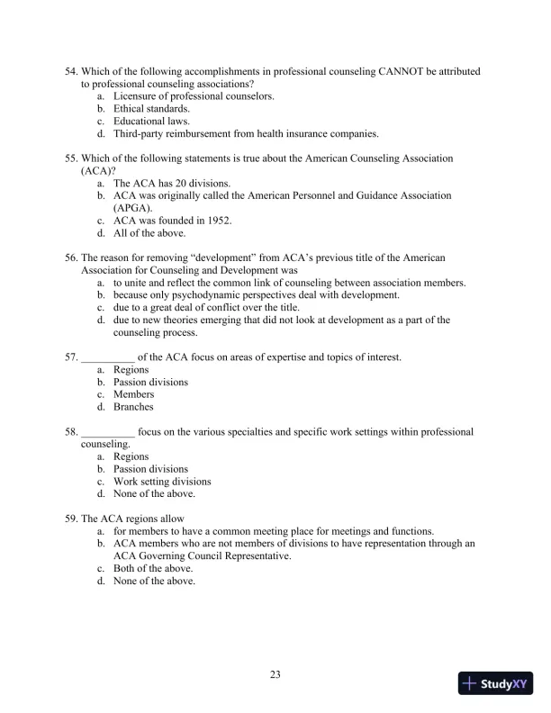 Solution Manual for Orientation to the Counseling Profession: Advocacy, Ethics, and Essential Professional Foundations, 3rd Edition - Page 23 preview image