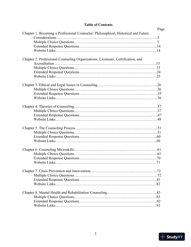 Solution Manual for Orientation to the Counseling Profession: Advocacy, Ethics, and Essential Professional Foundations, 3rd Edition - Page 3 preview image