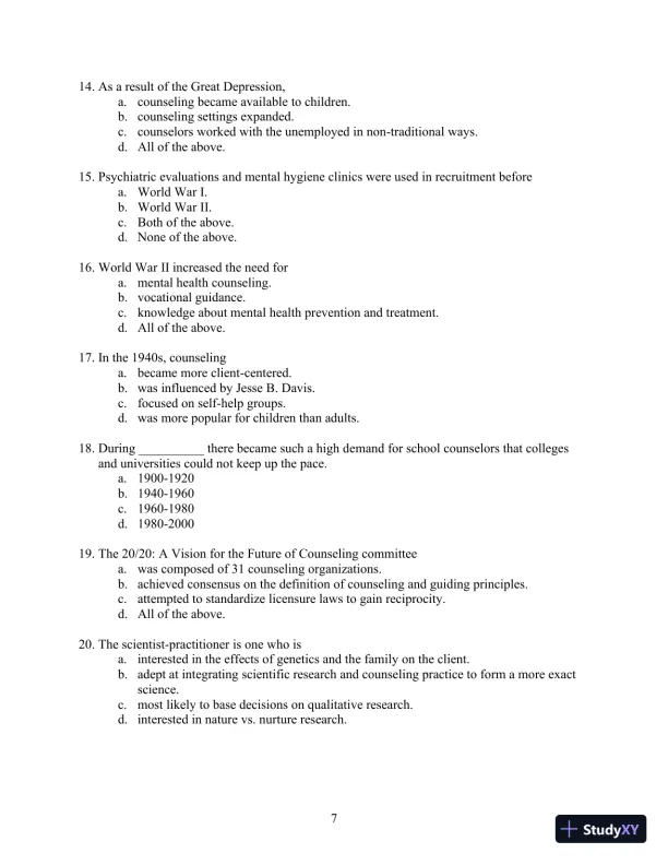 Solution Manual for Orientation to the Counseling Profession: Advocacy, Ethics, and Essential Professional Foundations, 3rd Edition - Page 7 preview image