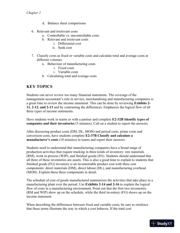 Class Notes for Managerial Accounting, Second Canadian Edition - Page 17 preview image