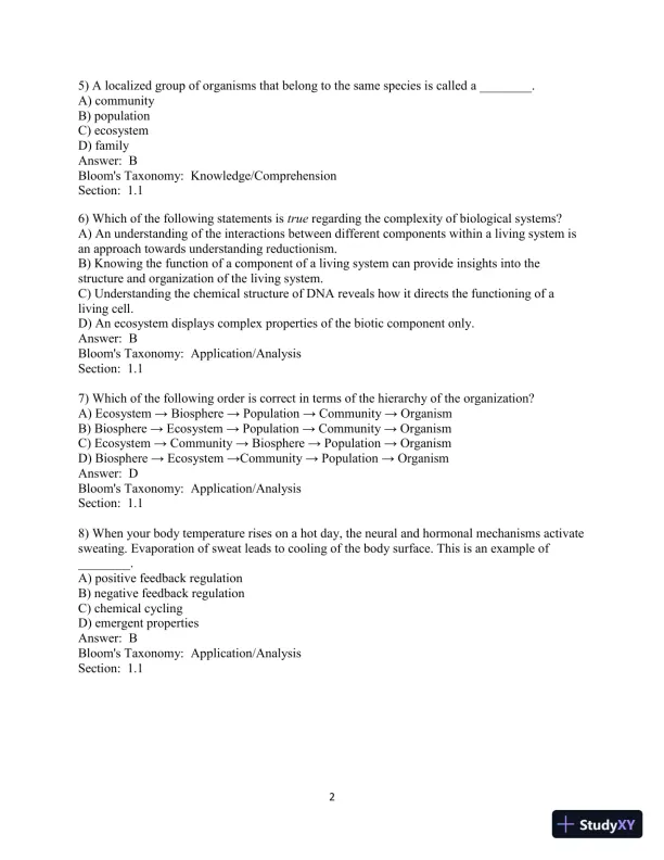 Test Bank For Campbell Biology, 11th Edition - Page 3 preview image
