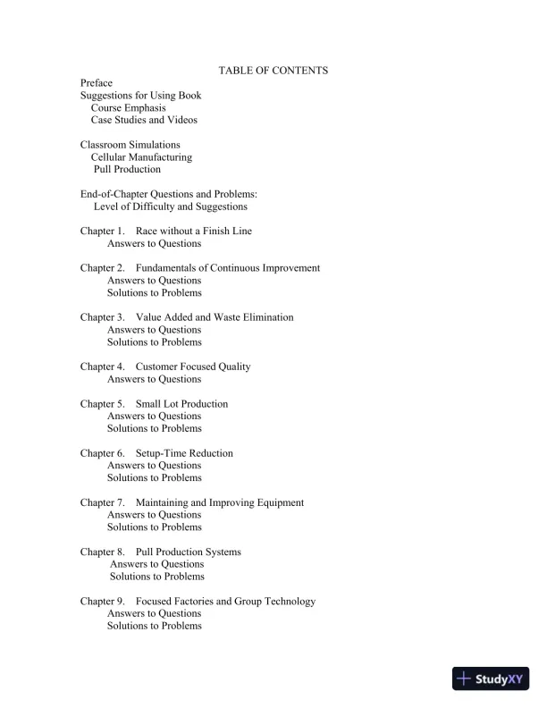 Solution Manual For Lean Production for Competitive Advantage, 1th Edition - Page 3 preview image