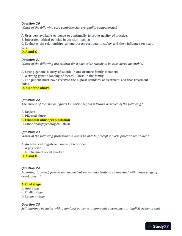 NRNP6675 Week 11 Final Exam With Answers (100 Solved Questions) - Page 6 preview image