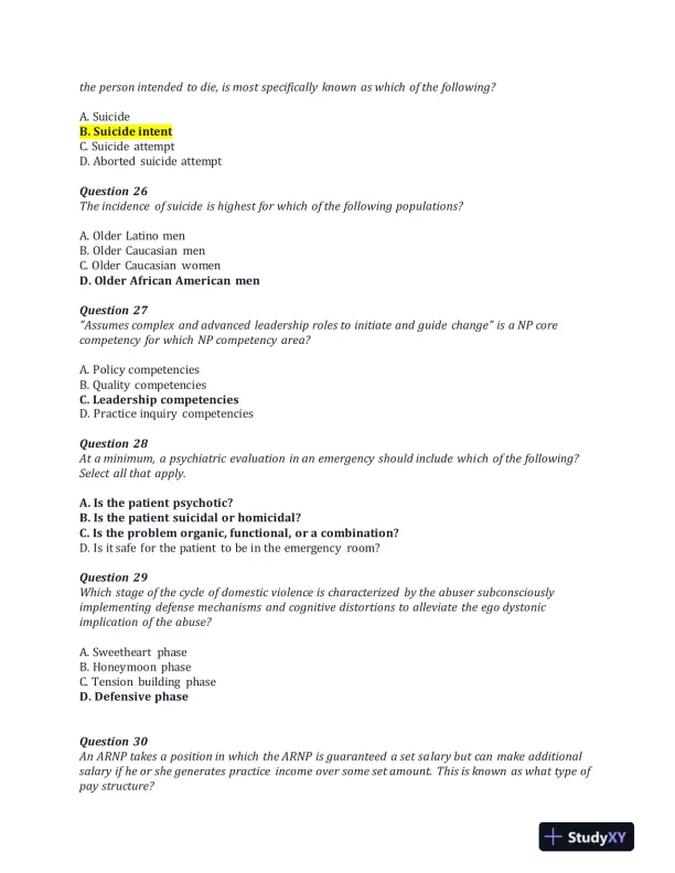 NRNP6675 Week 11 Final Exam With Answers (100 Solved Questions) - Page 7 preview image