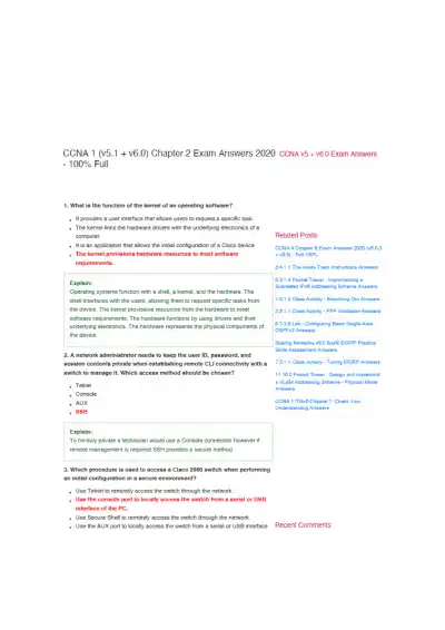 CCNA 1 Chapter 2 Exam - Page 1 preview image