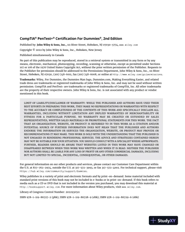 CompTIA Pentest+ Certification For Dummies (2022) - Page 7 preview image