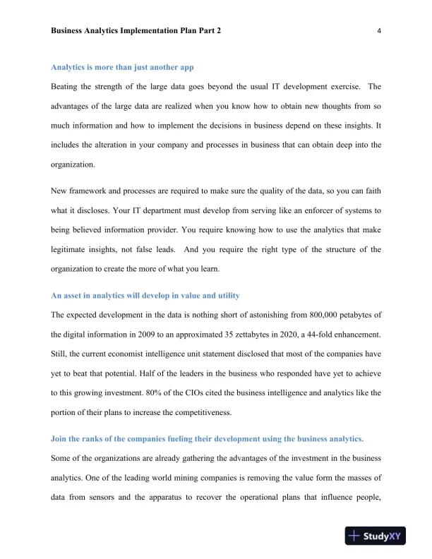 Business Analytics Implementation Plan Part 2 - Page 5 preview image