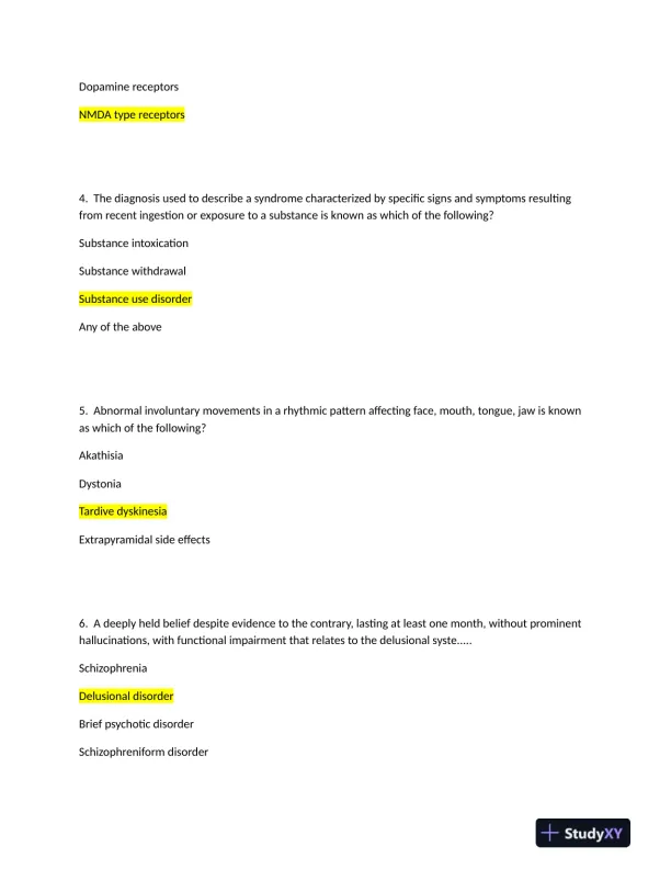 2022 NRNP6675-15 Nursing Diagnosis Midterm Week 6 Exam With Answers (97 Solved Questions) - Page 3 preview image