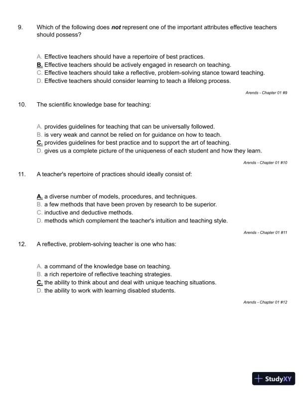 Learning to Teach, 9th Edition Test Bank - Page 14 preview image
