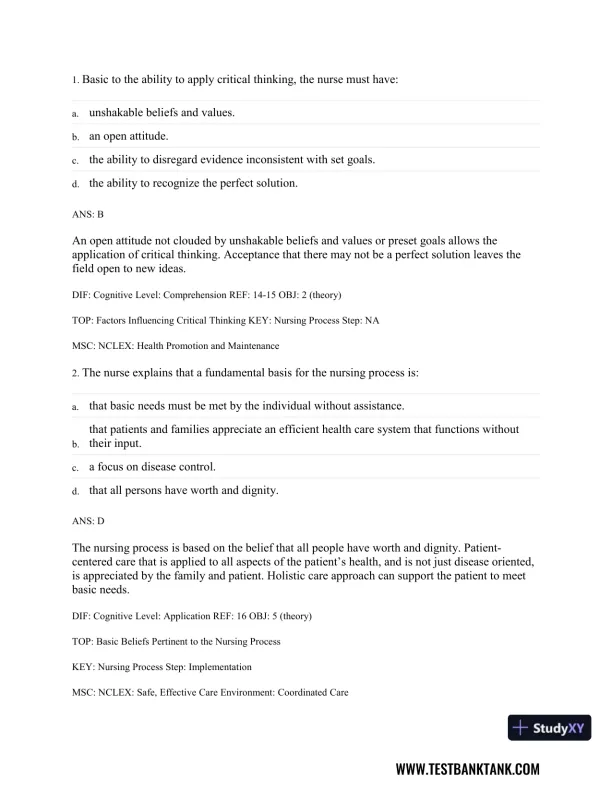 Medical-Surgical Nursing: Concepts & Practice 3rd Edition Test Bank - Page 15 preview image