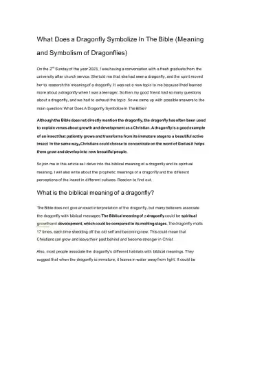The Spiritual and Biblical Meaning of Dragonflies - Page 1 preview image