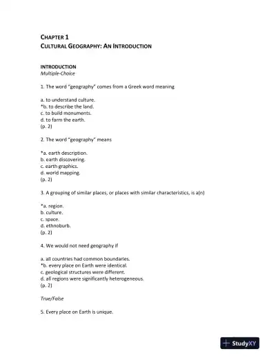 Jordan's Fundamentals of the Human Mosaic: A Thematic Introduction to Cultural Geography Second Edition Test Bank - Page 1 preview image