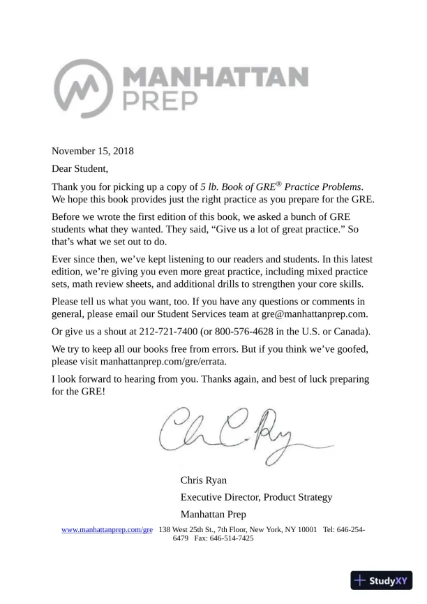 5 lb. Book of GRE Practice Problems: 1,800+ Practice Problems in Book and Online (2018) - Page 5 preview image
