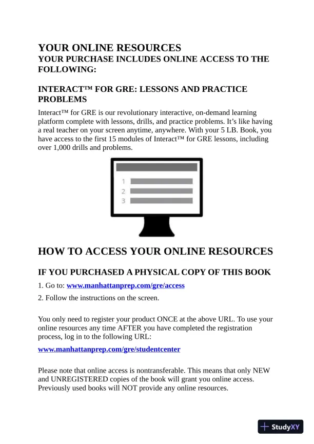 5 lb. Book of GRE Practice Problems: 1,800+ Practice Problems in Book and Online (2018) - Page 6 preview image