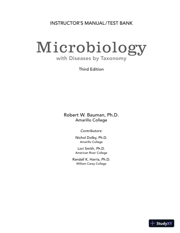Test Bank For Microbiology With Diseases By Taxonomy, 3rd Edition - Page 1 preview image