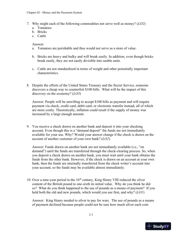 Money, Banking and Financial Markets, 5th Edition Solution Manual - Page 13 preview image