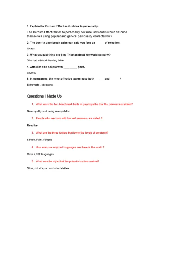 Understanding the Barnum Effect in Personality Tra - Page 1 preview image