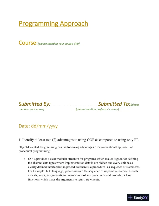 Exploring Object-Oriented Programming, Event-Driven Design, and Programming Language Concepts - Page 1 preview image