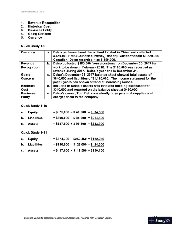 Fundamental Accounting Principles, Volume 1 15th Canadian Edition Solution Manual - Page 11 preview image