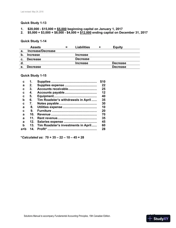 Fundamental Accounting Principles, Volume 1 15th Canadian Edition Solution Manual - Page 13 preview image