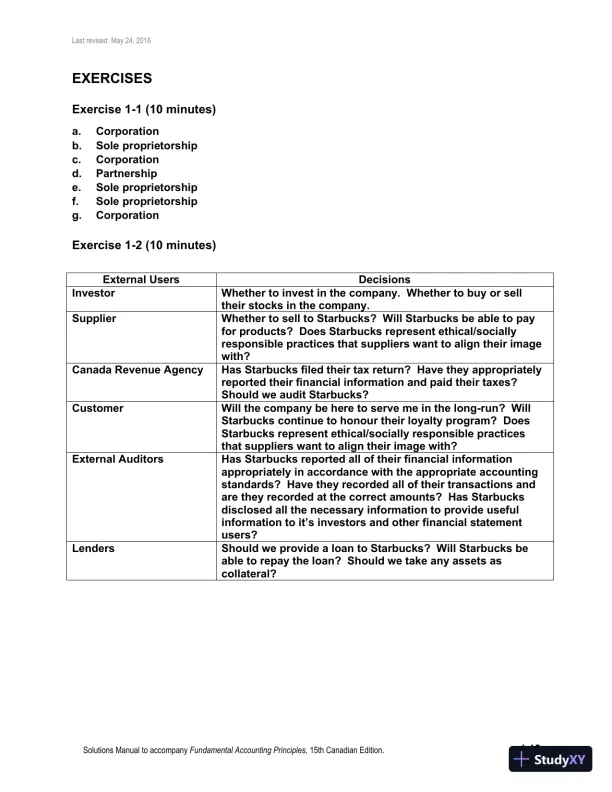 Fundamental Accounting Principles, Volume 1 15th Canadian Edition Solution Manual - Page 16 preview image