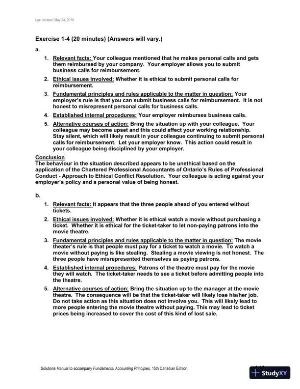 Fundamental Accounting Principles, Volume 1 15th Canadian Edition Solution Manual - Page 19 preview image