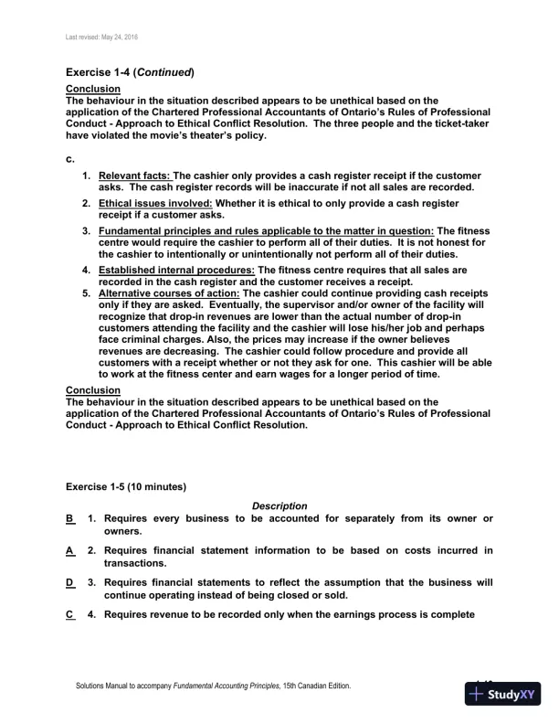 Fundamental Accounting Principles, Volume 1 15th Canadian Edition Solution Manual - Page 20 preview image