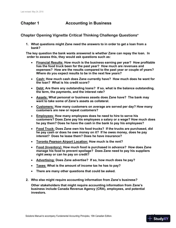 Fundamental Accounting Principles, Volume 1 15th Canadian Edition Solution Manual - Page 3 preview image